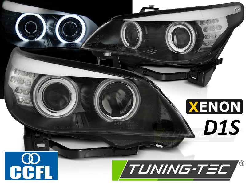 Faruri compatibile BMW E60/61 Angel Eyes CCFL Xenon D1s (lupe duble)